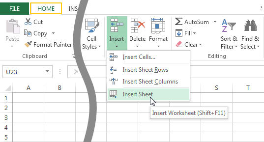 Insert Worksheet Excel